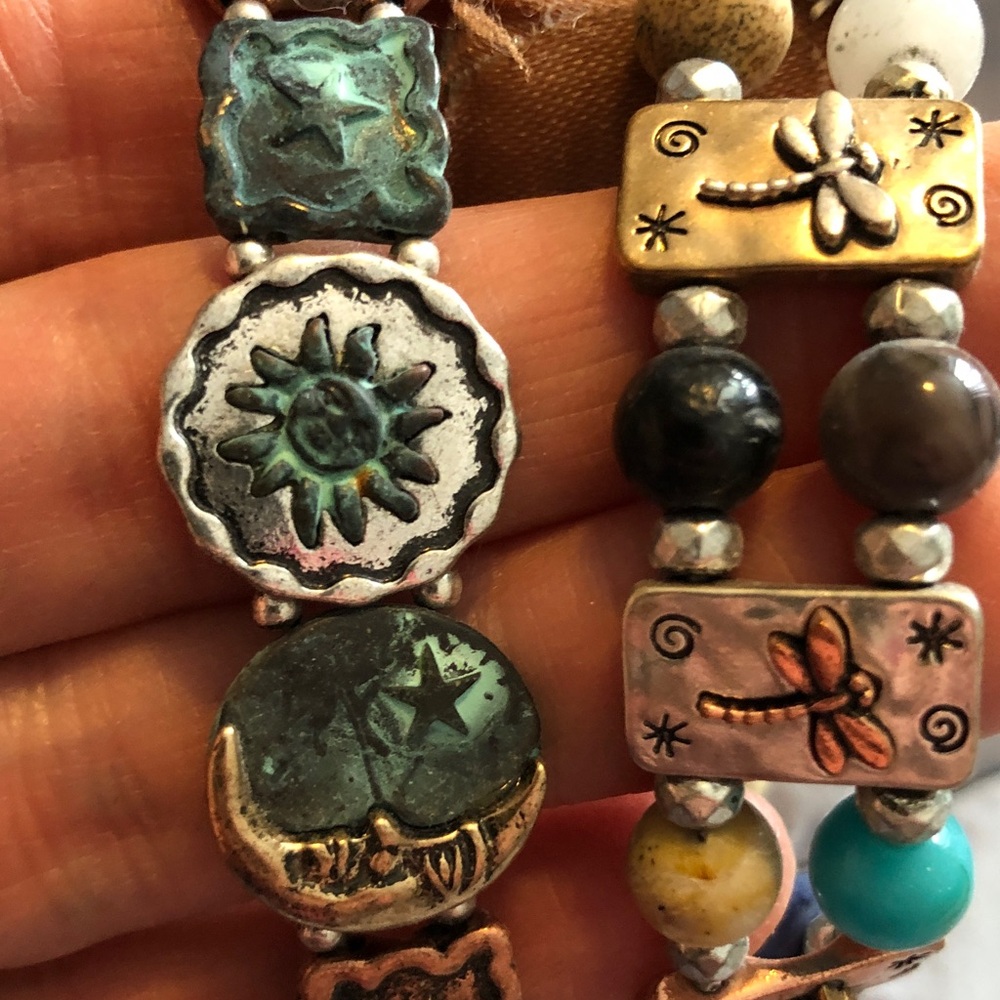 Artisan Dragonfly and Sun Charm Bracelet